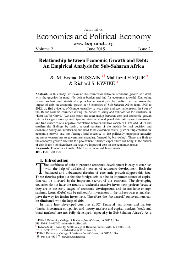(PDF) Relationship between Economic Growth and Debt: An Empirical ...