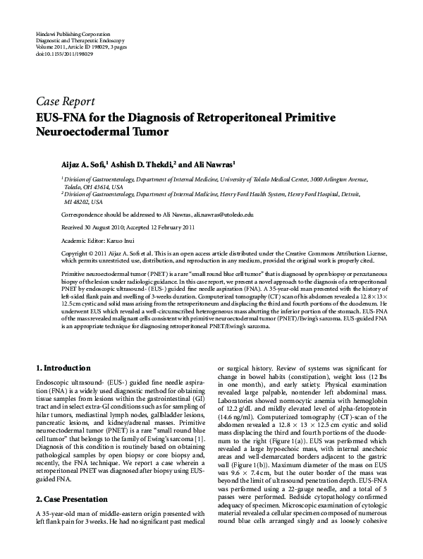 (PDF) EUS-FNA for the Diagnosis of Retroperitoneal Primitive ...