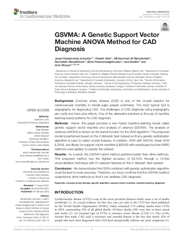 (PDF) GSVMA: A Genetic Support Vector Machine ANOVA Method for CAD ...