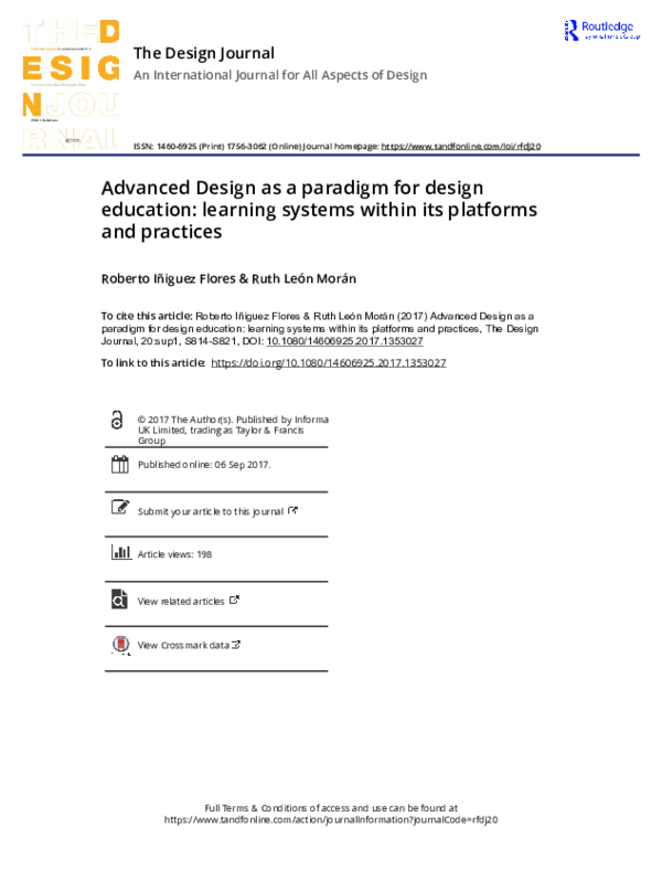 (PDF) Advanced Design as a paradigm for design education: learning ...