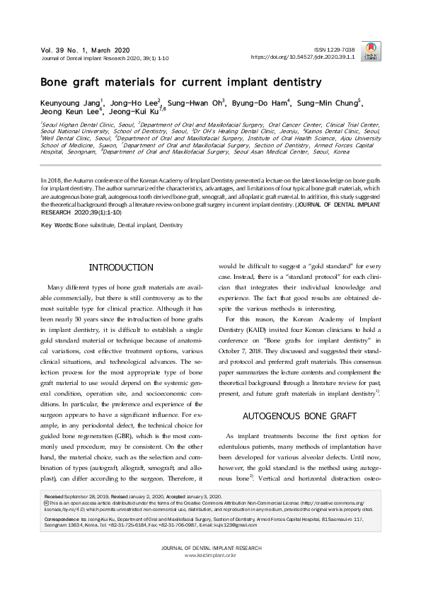 (PDF) Bone graft materials for current implant dentistry
