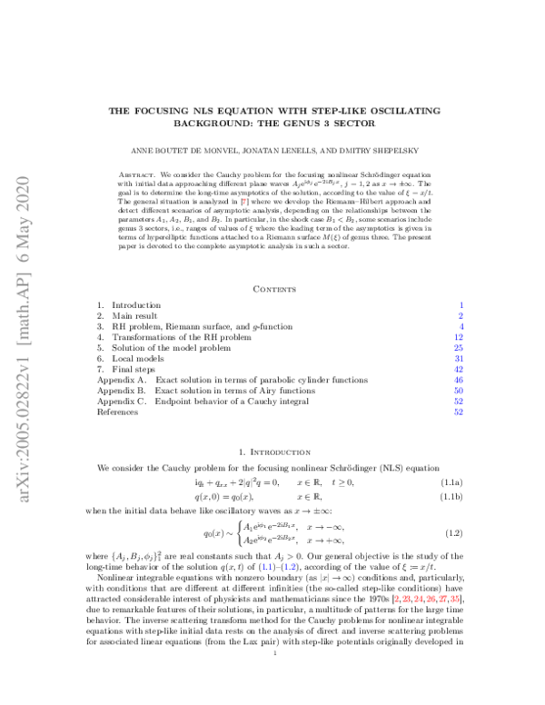 (PDF) The focusing NLS equation with step-like oscillating background ...