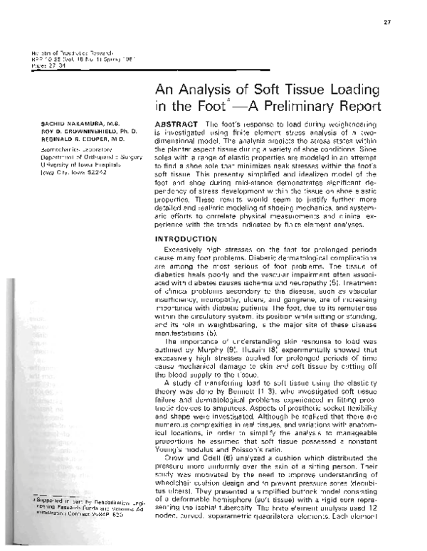 (PDF) An Analysis of Soft Tissue Loading the Preliminary Report