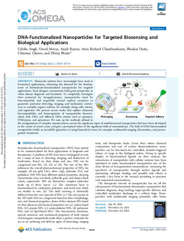 (PDF) DNA-Functionalized Nanoparticles for Targeted Biosensing and ...