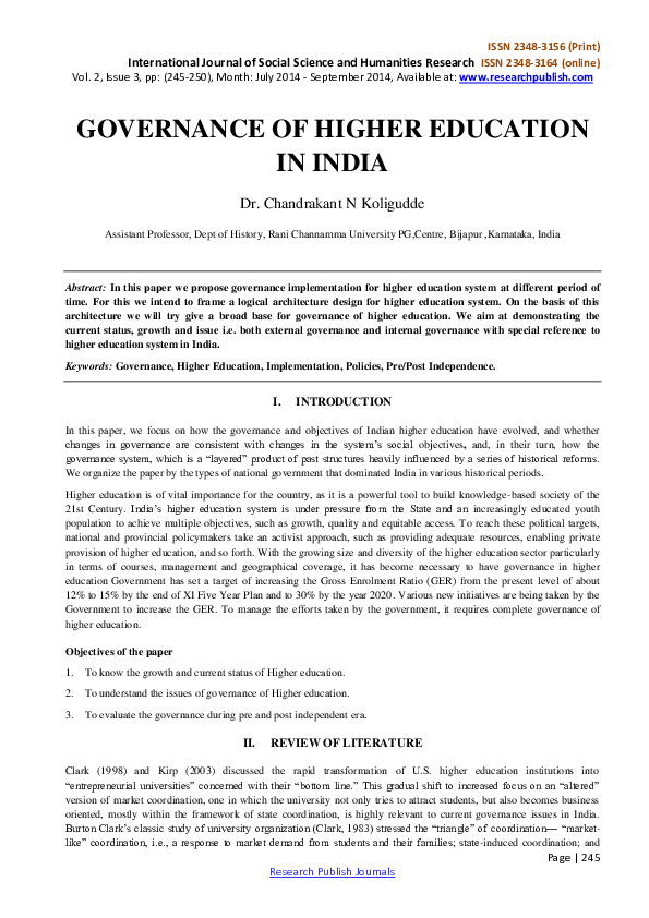 (PDF) Governance of Higher Education in India