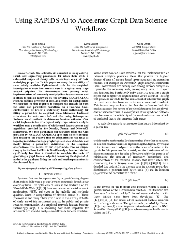 (PDF) Using RAPIDS AI to Accelerate Graph Data Science Workflows
