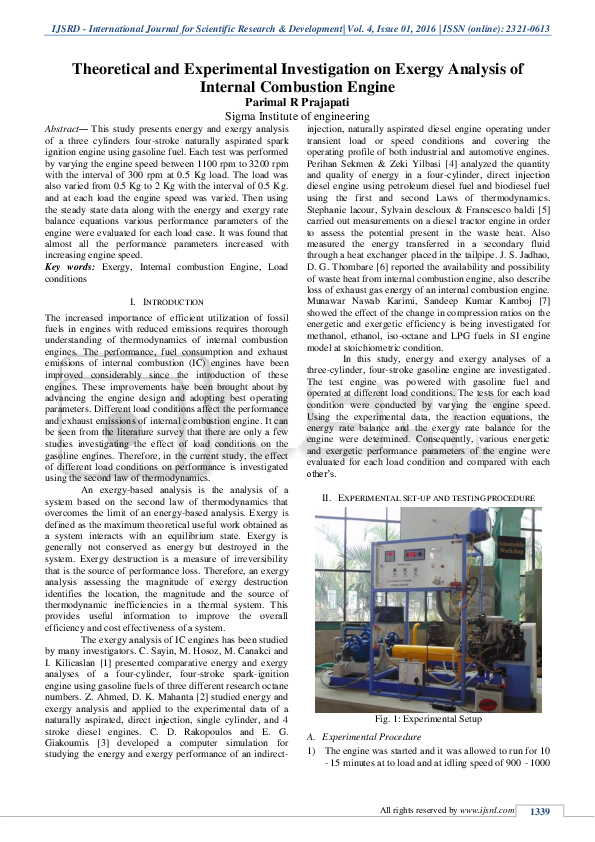(PDF) Theoretical and Experimental Investigation on Exergy Analysis of ...