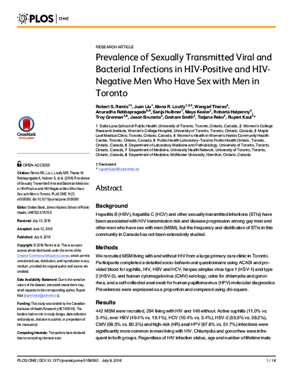 (PDF) Prevalence of Sexually Transmitted Viral and Bacterial Infections ...