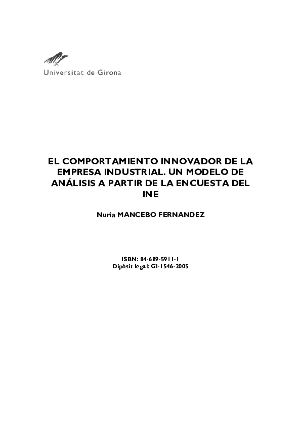 (PDF) El Comportamiento Innovador De La Empresa Industrial. Un Modelo ...