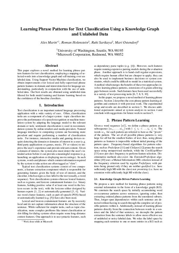 (PDF) Learning phrase patterns for text classification using a ...