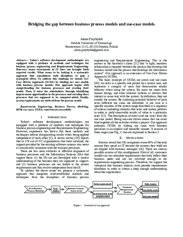 (PDF) Bridging the gap between business process models and use-case models