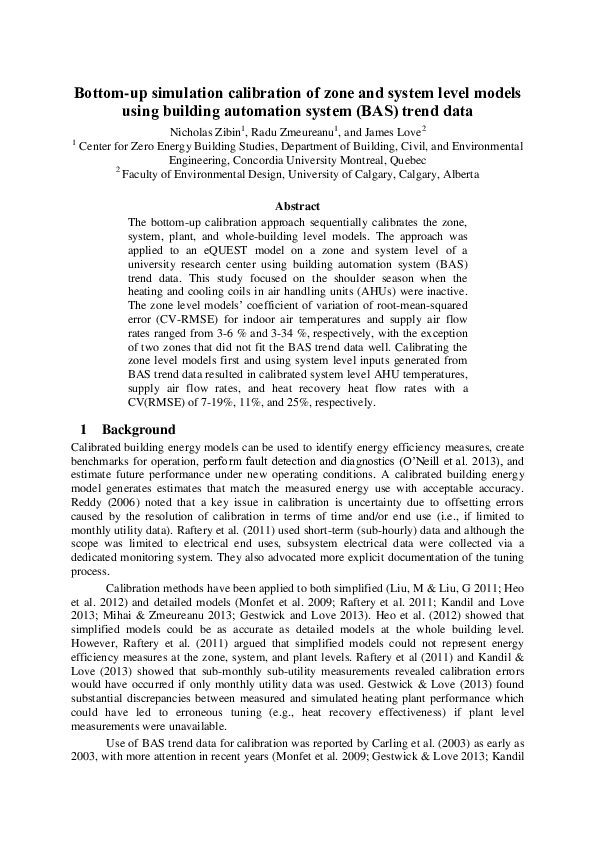 (PDF) Bottom-up simulation calibration of zone and system level models ...