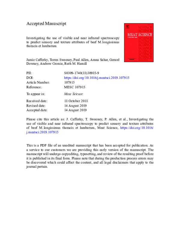 (PDF) Investigating the use of visible and near infrared spectroscopy ...