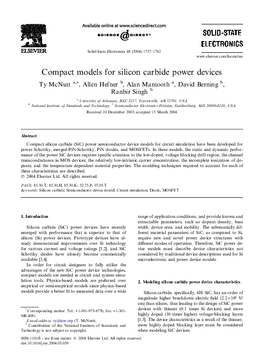 (PDF) Compact models for silicon carbide power devices