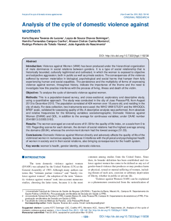 (PDF) Analysis of the cycle of domestic violence against women