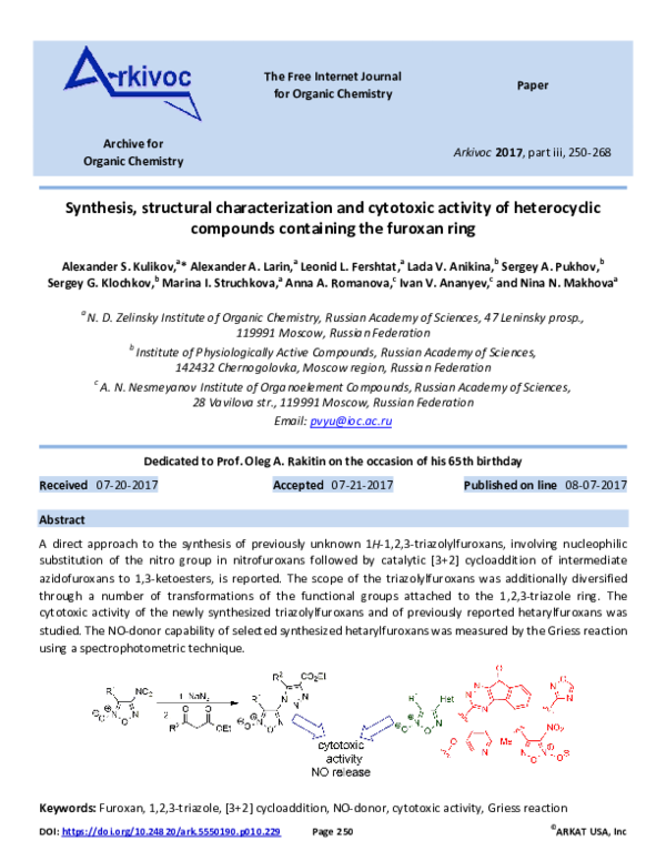 (PDF) Synthesis, structural characterization and cytotoxic activity of ...