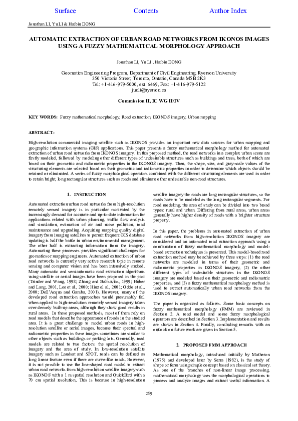 (PDF) Automatic Extraction of Urban Road Networks from Ikonos Images ...