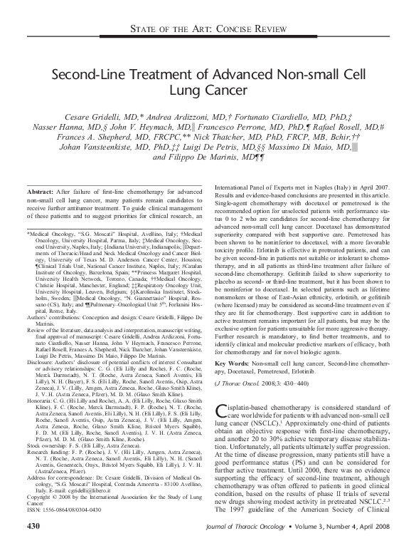 (PDF) Second-Line Treatment of Advanced Non-small Cell Lung Cancer