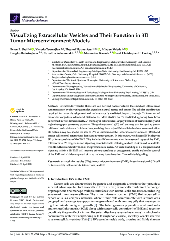 (PDF) Visualizing Extracellular Vesicles and Their Function in 3D Tumor ...