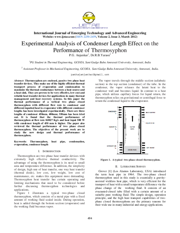 (PDF) Experimental Analysis of Condenser Length Effect on the ...