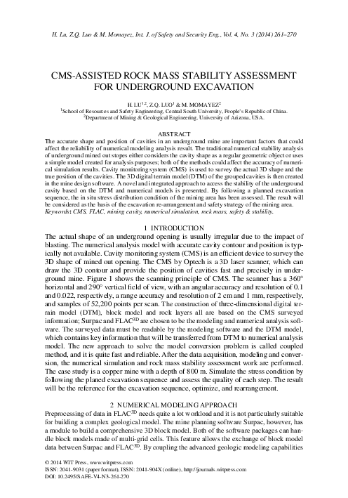 (PDF) CMS-Assisted rock mass stability assessment for underground ...