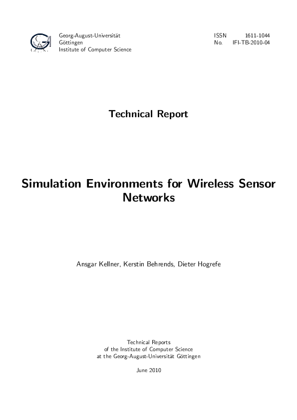 (PDF) Simulation Environments for Wireless Sensor Networks