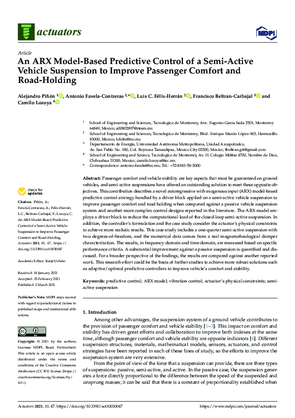 (PDF) An ARX Model-Based Predictive Control of a Semi-Active Vehicle ...