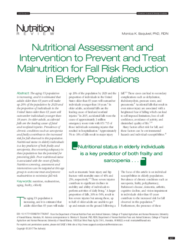 (PDF) Nutritional Assessment and Intervention to Prevent and Treat ...