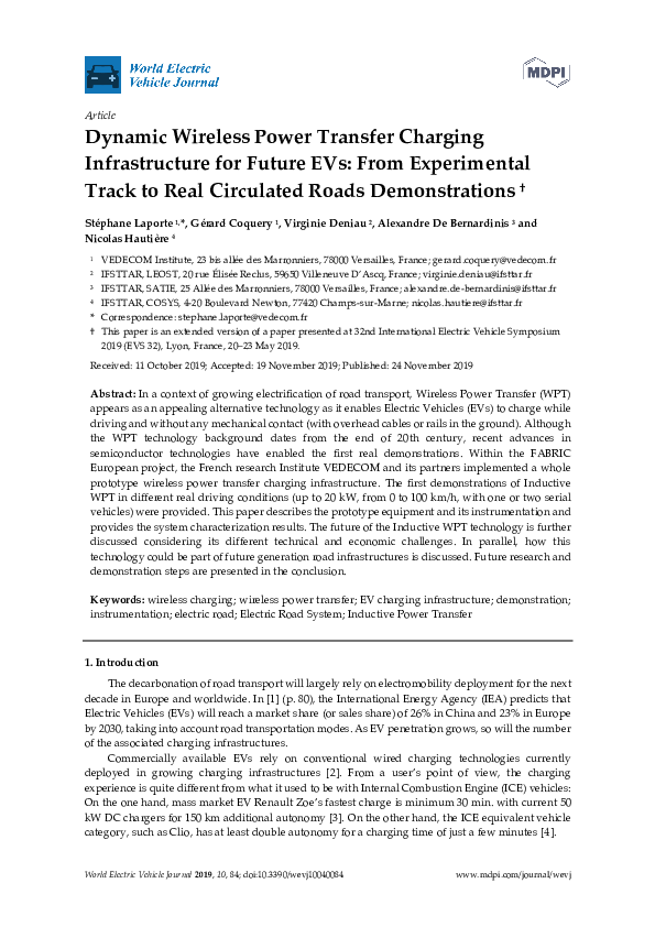(PDF) Dynamic Wireless Power Transfer Charging Infrastructure for ...