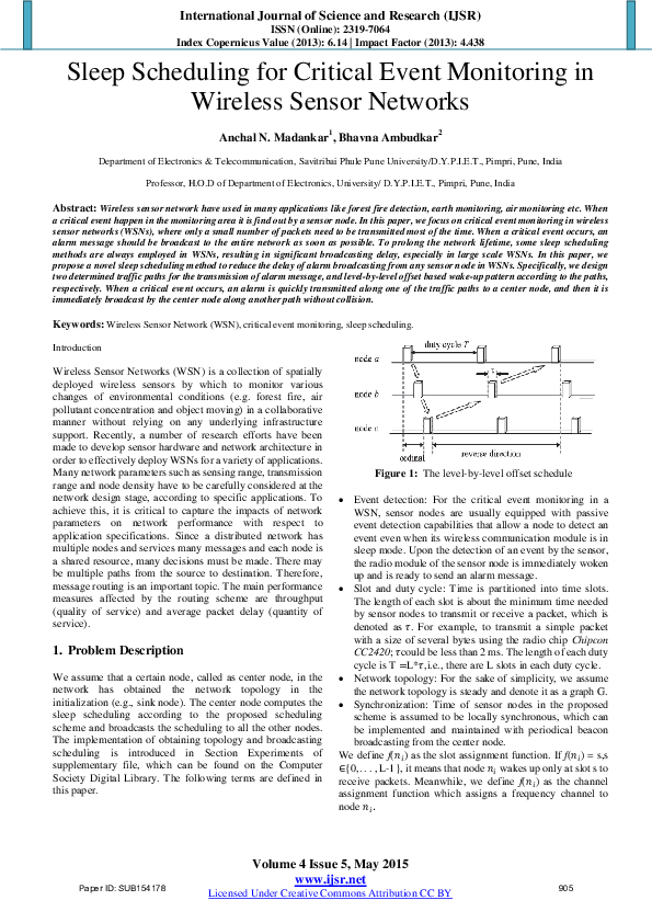 (PDF) Sleep Scheduling for Critical Event Monitoring in Wireless Sensor ...