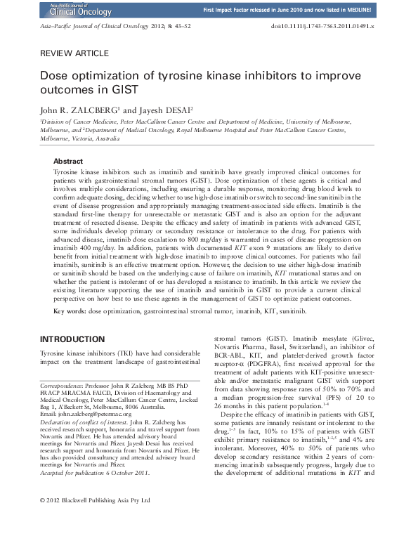 (PDF) Dose optimization of tyrosine kinase inhibitors to improve ...