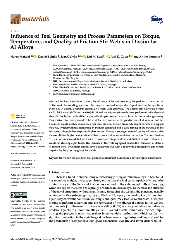 (PDF) Influence of Tool Geometry and Process Parameters on Torque ...