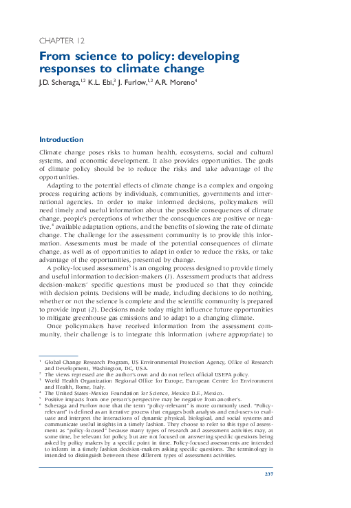 (PDF) From science to policy: developing responses to climate change