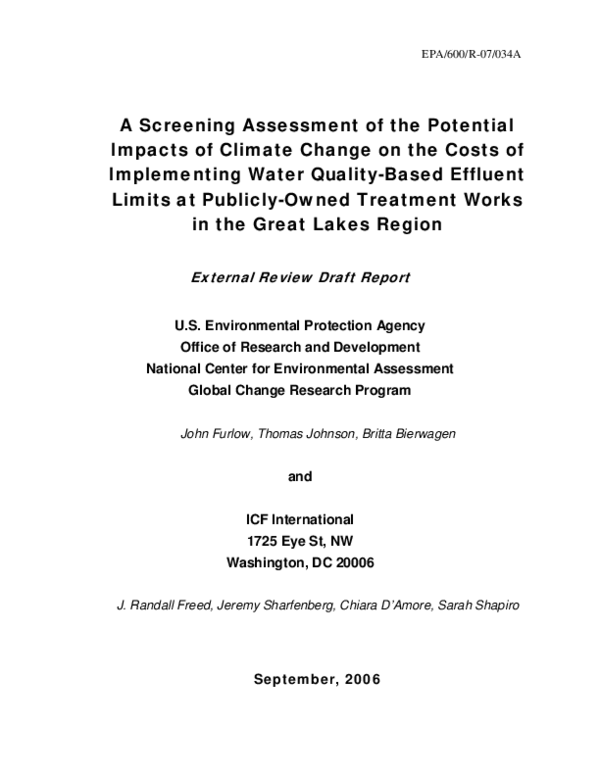 (PDF) A Screening Assessment of the Potential Impacts of Climate Change ...