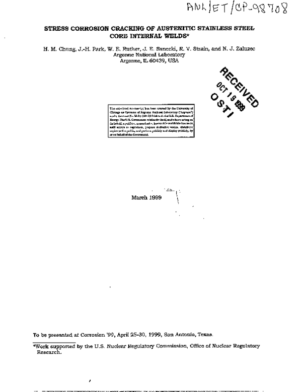 (PDF) Stress corrosion cracking of austenitic stainless steel core ...