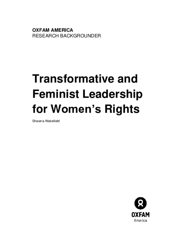 (PDF) Transformative and Feminist Leadership for Women’s Rights