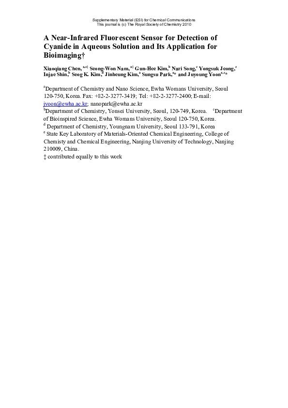 (PDF) A near-infrared fluorescent sensor for detection of cyanide in ...