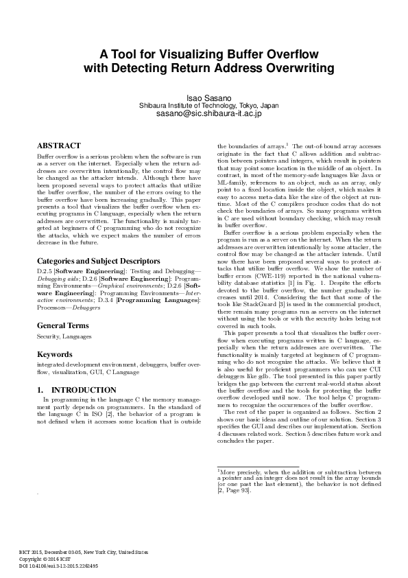 (PDF) A Tool for Visualizing Buffer Overflow with Detecting Return ...