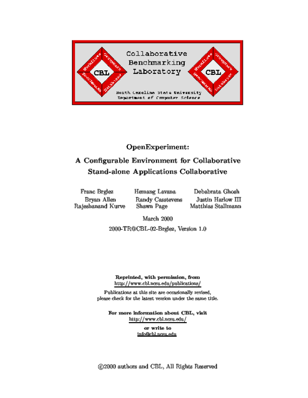 (PDF) OpenExperiment: A Configurable Environment for Collaborative ...