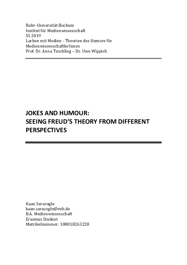 (PDF) JOKES AND HUMOUR: SEEING FREUD’S THEORY FROM DIFFERENT PERSPECTIVES