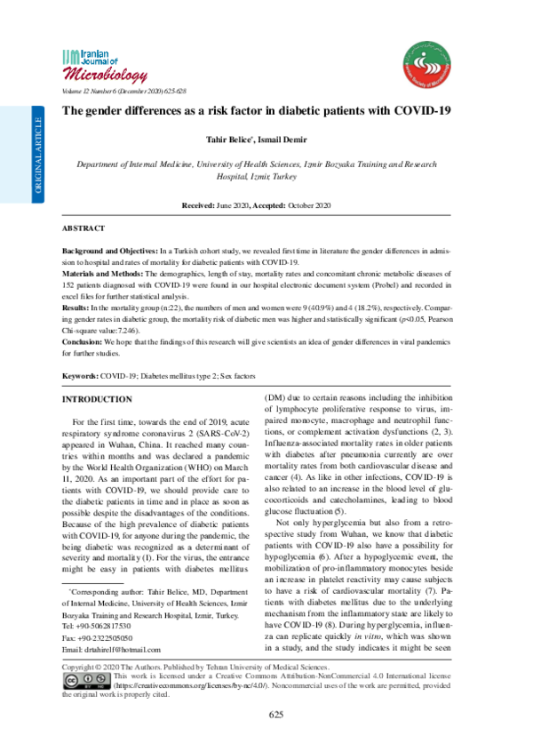 (PDF) The gender differences as a risk factor in diabetic patients with ...