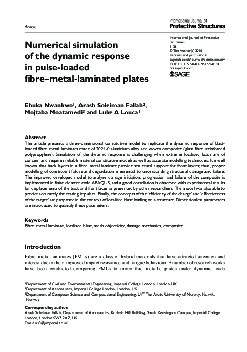 (PDF) Numerical simulation of the dynamic response in pulse-loaded ...