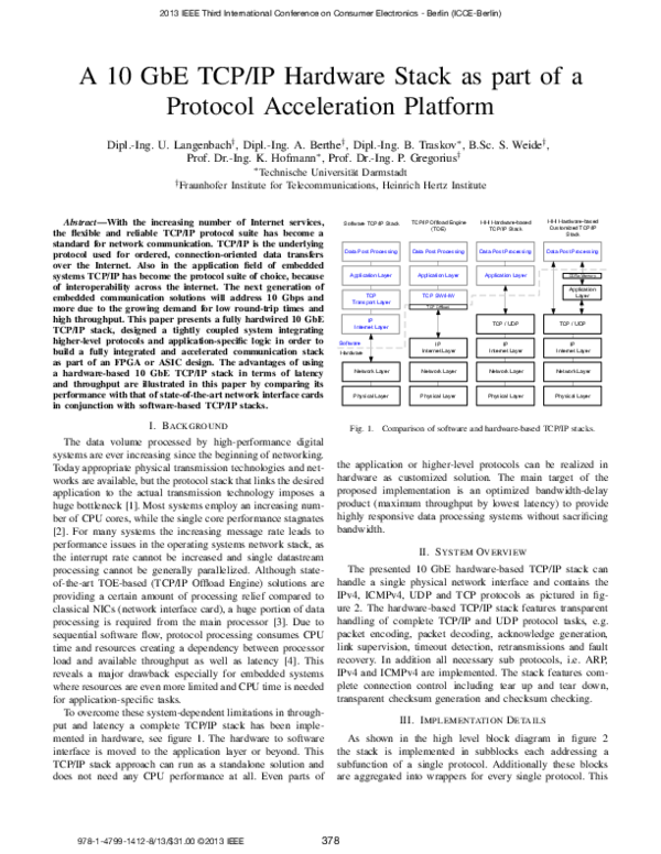 (PDF) A 10 GbE TCP/IP hardware stack as part of a protocol acceleration ...