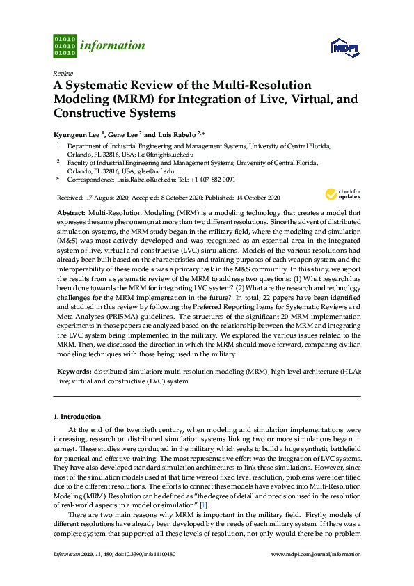 (PDF) A Systematic Review of the Multi-Resolution Modeling (MRM) for ...