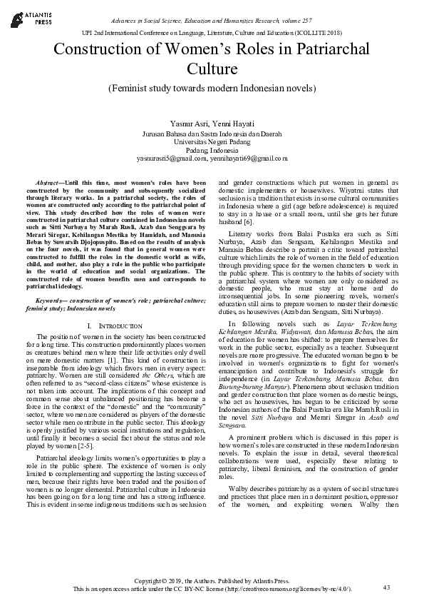 (PDF) Construction of Women’s Roles in Patriarchal Culture (Feminist ...