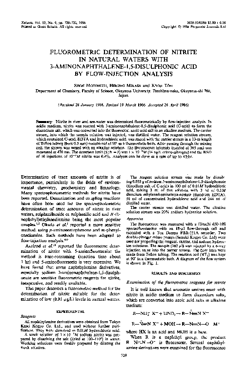 (PDF) Fluorometric determination of nitrite in natural waters with 3 ...