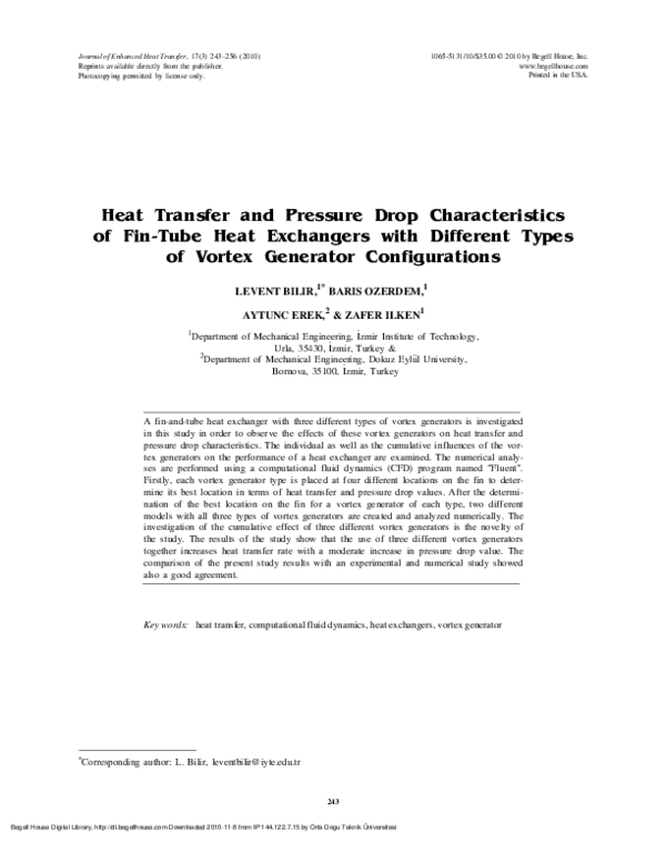 (PDF) Heat Transfer and Pressure Drop Characteristics of Laminar Flow ...