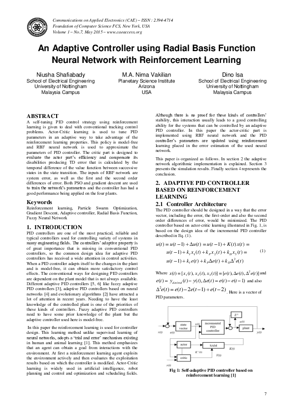 (PDF) An Adaptive Controller using Radial Basis Function Neural Network ...
