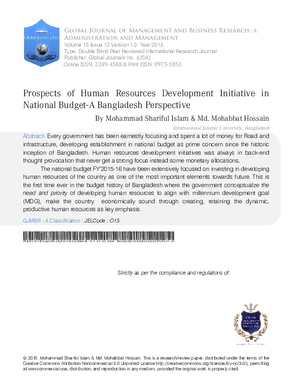 (PDF) Prospects of Human Resources Development Initiative in National ...
