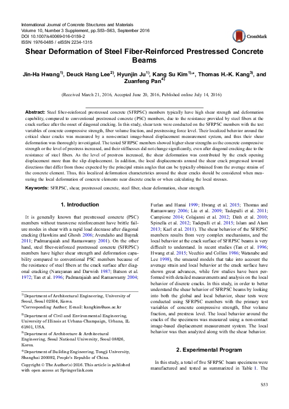 (PDF) Shear Deformation of Steel Fiber-Reinforced Prestressed Concrete ...